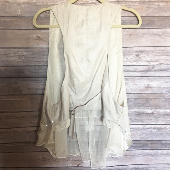 Cream Lace Sequin Accented Vest - Picture 3 of 4